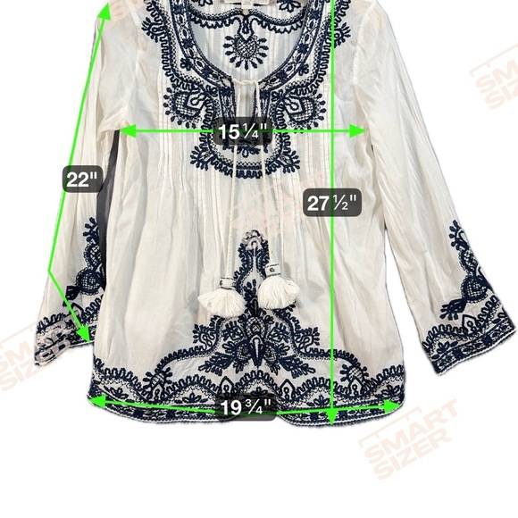 Chelsea & Violet White Blouse with Navy Embroidery - Picture 2 of 7